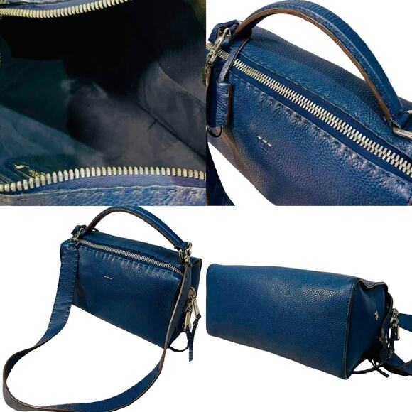 💎✨BEAUTIFUL✨💎Authentic Fendi Leather Selleria Navy Blue 2-Way Shoulder Bag - Picture 5 of 6